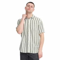 Hot Blend Aban Herre Kortærmet skjorte i hørmix - Duck Green