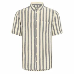 Best Blend Aban Herre Kortærmet skjorte i hørmix - Dress Blues