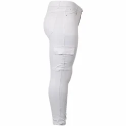 Hot BS Jeans Dame Cargobukser Plus Size - Hvid