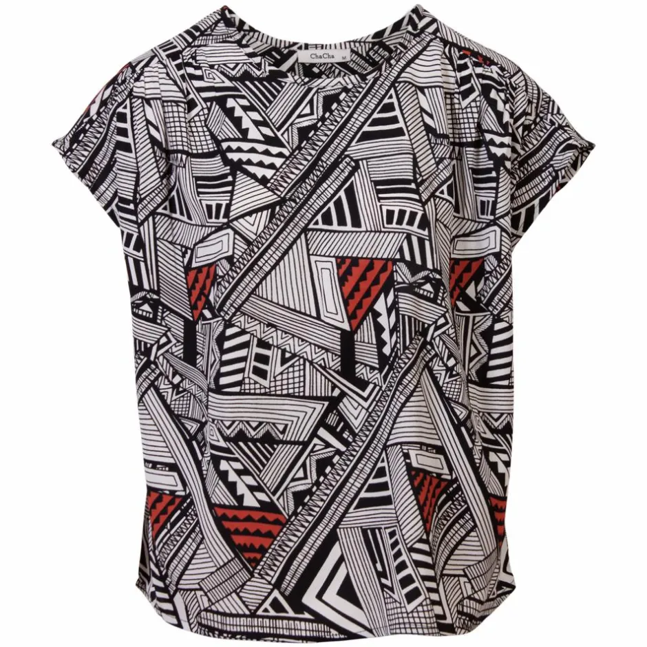 ChaCha Dame Kortærmet bluse - Black/White