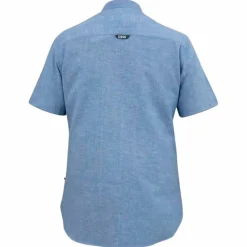 Clearance D555 Hazelwood Herre Kortærmet skjorte i hørmix Plus Size - Blue