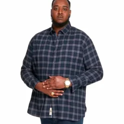 New D555 Herre Skjorte Plus Size - Navy Check