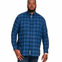 Hot D555 Herre Skjorte Plus Size - Blue Check