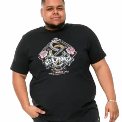 Sale D555 Malcom Herre T-shirt Plus Size - Black