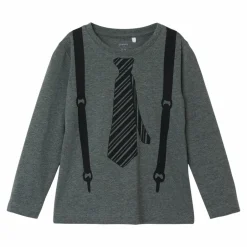 Outlet Guppy Raniel Drenge Langærmet t-shirt - Dark Grey Melange