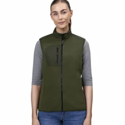 Discount ID Bonded Dame Vest m. fleece - Oliven