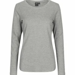 Clearance ID Interlock Dame Langærmet t-shirt - Grå Melange