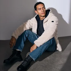 Clearance ID Pile Herre Fleecejakke - Off white