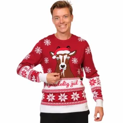 Sale NN Jule Unisex Striktrøje i økologisk bomuld - Red