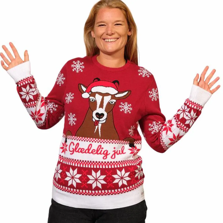Sale NN Jule Unisex Striktrøje i økologisk bomuld - Red