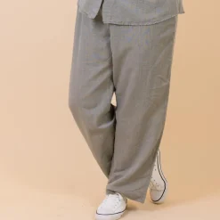 Best NN Leonora Dame Bukser i hørmix Plus Size - Green