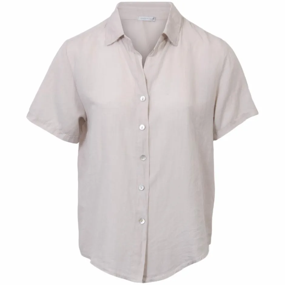 Clearance NN Leonora Dame Kortærmet skjorte i hørmix - Woody