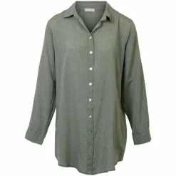 Hot NN Leonora Dame Skjorte i hørmix Plus Size - Green