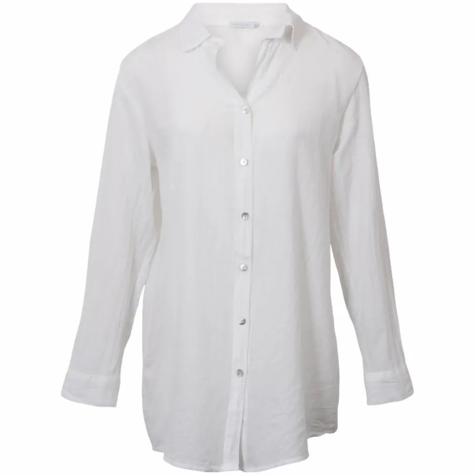 NN Leonora Dame Skjorte i hørmix - Bright White