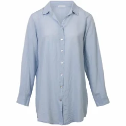 Sale NN Leonora Dame Skjorte i hørmix Plus Size - Heavenly Blue