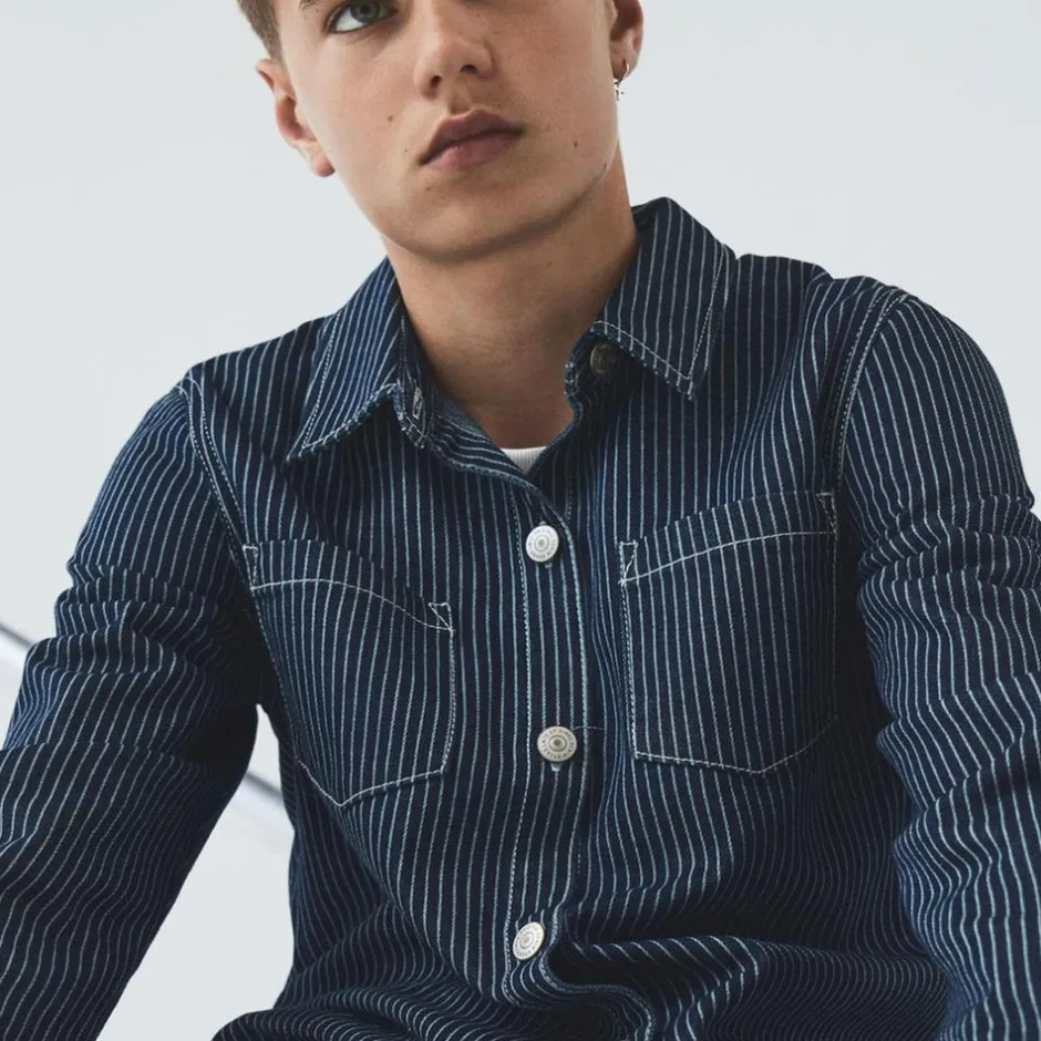 Discount LMTD Børne Skjorte - Dark Blue Denim