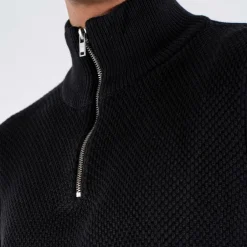 Best Marcus Hubble Half Zip Herre Striktrøje - Black