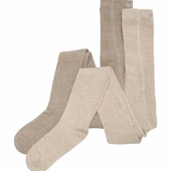 New Minymo Børne Strømpebukser i uldmix - Silver Mink Melange