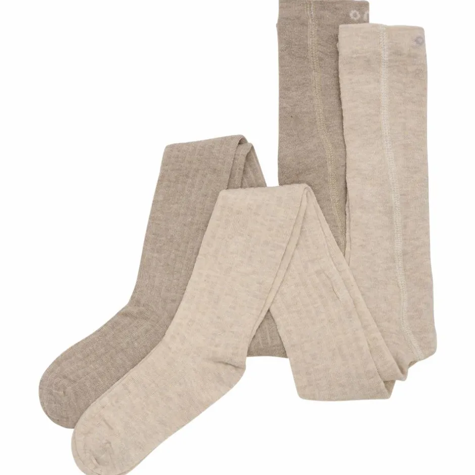 New Minymo Børne Strømpebukser i uldmix - Silver Mink Melange