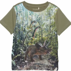 Clearance Minymo Dinosaur Drenge T-shirt - Deep Lichen Green