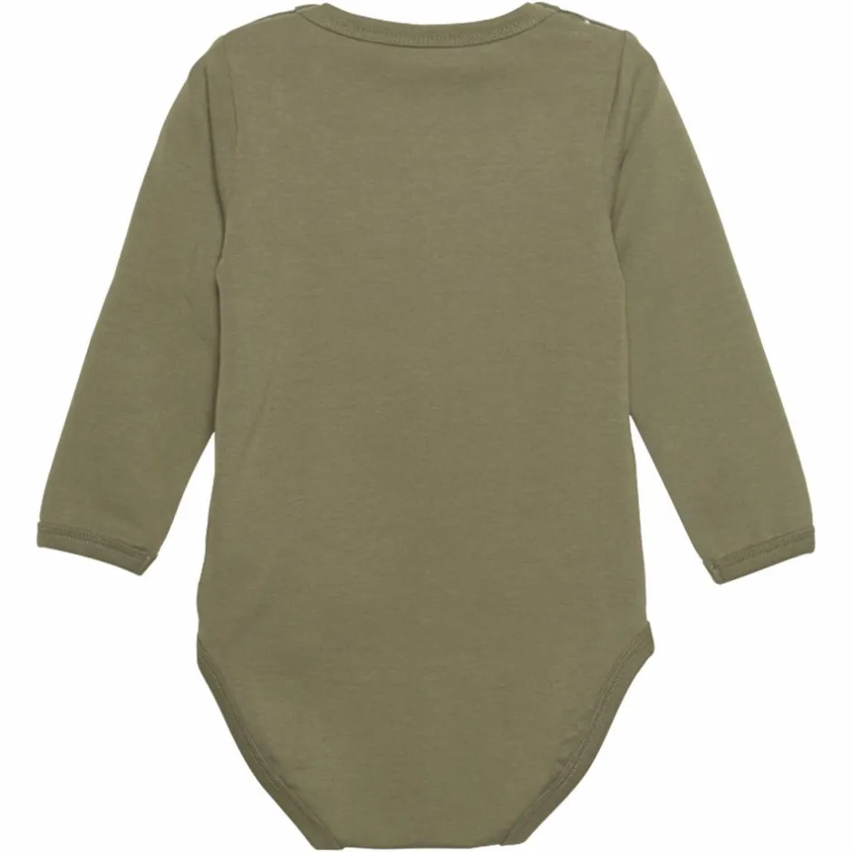 Minymo Mejetærsker Baby Body i økologisk bomuld - Deep Lichen Green