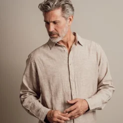 Best Nero Marco Herre Skjorte i hørmix - Sand