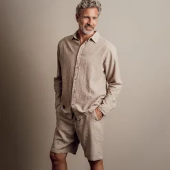 Best Nero Marco Herre Skjorte i hørmix - Sand