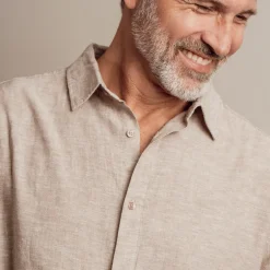 Best Nero Marco Herre Skjorte i hørmix - Sand