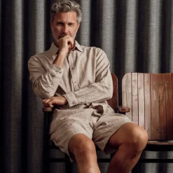 Best Nero Marco Herre Skjorte i hørmix - Sand