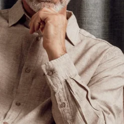 Best Nero Marco Herre Skjorte i hørmix - Sand