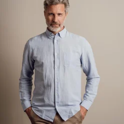 New Nero Marco Herre Skjorte i hørmix - Skywriting