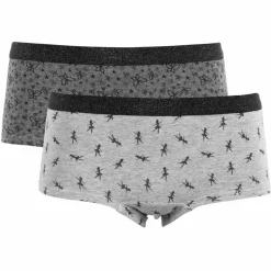 Online Queenz Uno Pige Trusser m. glimmer - Grey Melange AOP Girl