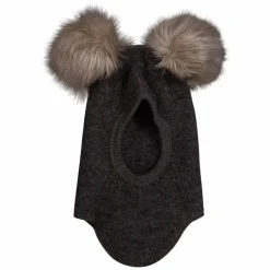 Online Soft Gallery Børne Elefanthue i merinould - Dark Brown Melange