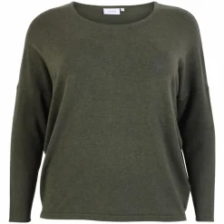 Online Steenholt Cava Dame Striktrøje Plus Size - Green Melange