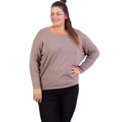 Best Steenholt Cava Dame Striktrøje Plus Size - Sand