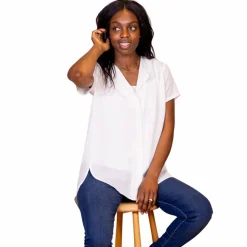 Online Steenholt Clara Dame Kortærmet bluse - Bright White