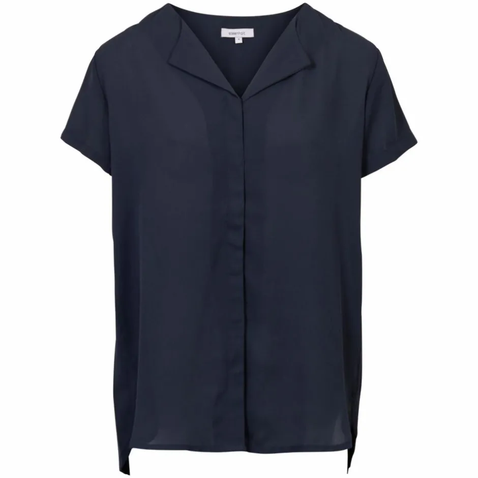 Sale Steenholt Clara Dame Kortærmet bluse Plus Size - Navy