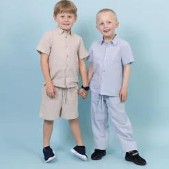 Steenholt Linett Børne Bukser i hørmix - Heavenly Blue