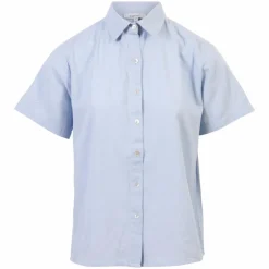 Online Steenholt Linett Dame Kortærmet skjorte i hørmix - Sky Blue