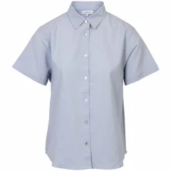 Online Steenholt Linett Dame Kortærmet skjorte i hørmix - Heavenly Blue