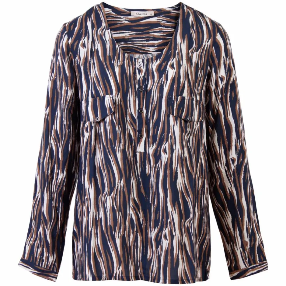 New ZbyZ Dame Bluse Plus Size - Navy