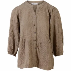 Best ZbyZ Dame Bluse Plus Size - Sand