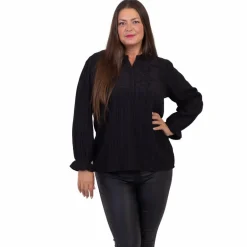 ZbyZ Dame Bluse Plus Size - Black