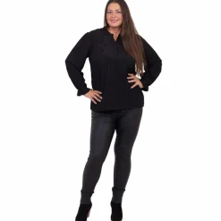 ZbyZ Dame Bluse Plus Size - Black