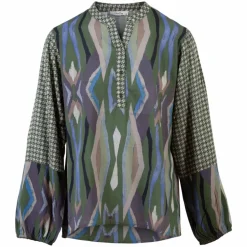 Best ZbyZ Dame Bluse Plus Size - Khaki Combi