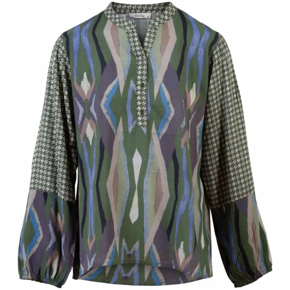 Best ZbyZ Dame Bluse Plus Size - Khaki Combi